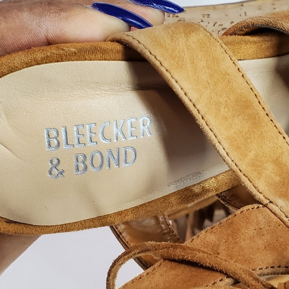 Bleecker & Bond Tan Lace Up Wedge Sandals - Picture 4 of 8